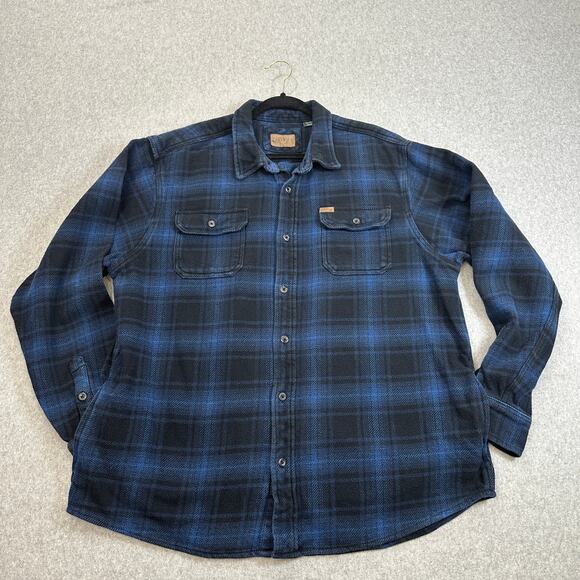 Orvis Shacket Mens 2XL Blue Black Plaid Pockets Heavy Flannel Button Up Outdoor - Picture 1 of 12